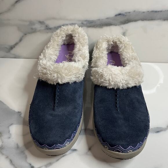 Ryka Women's Blue Leather Sherpa Lined Adventure Slip-ons Clogs Sz 7 Outdoor - Picture 3 of 8